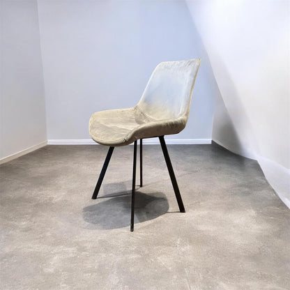 Luxurious Velvet Dining Chair with Black Metal Legs.
