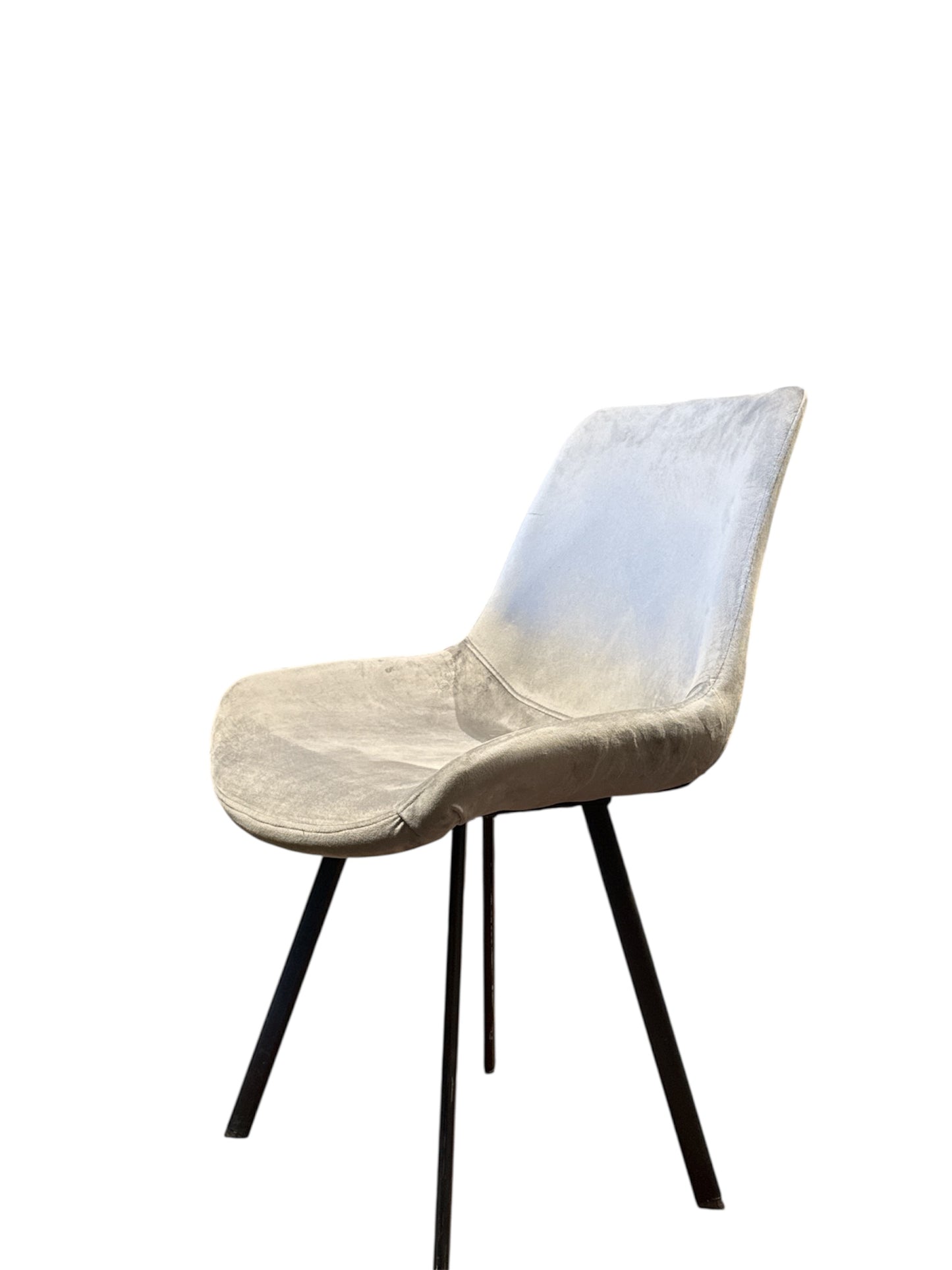 Luxurious Velvet Dining Chair with Black Metal Legs.