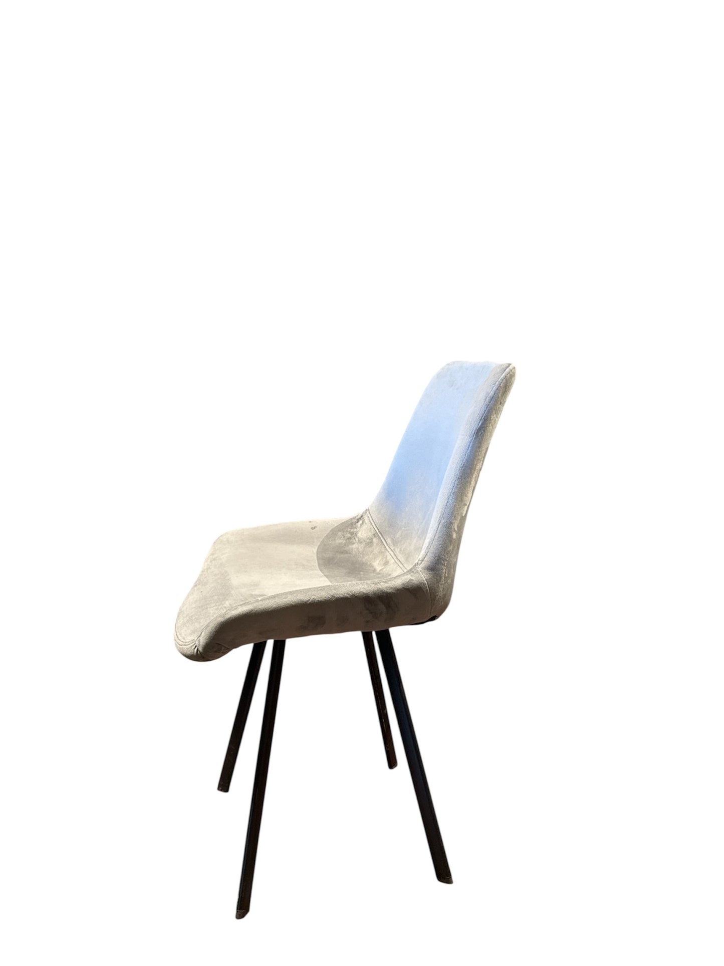Luxurious Velvet Dining Chair with Black Metal Legs.