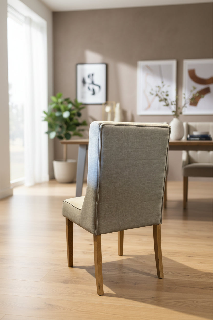 Foxglove Winged Button Dining Chair Stone Linen