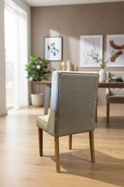 Foxglove Winged Button Dining Chair Stone Linen
