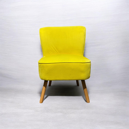Life Style Mustard Velvet Chair with Walnut Effect Legs