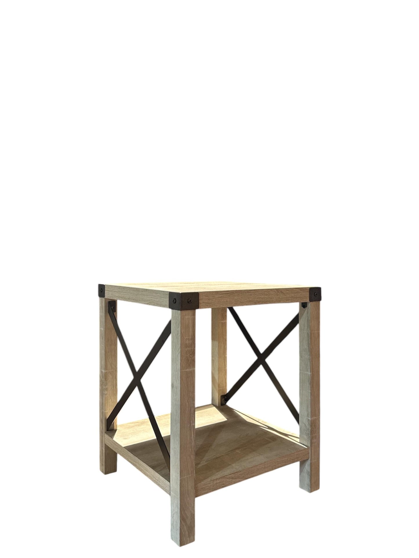 Eden Bridge Designs Walker Edison Sedalia Modern Farmhouse Metal X Side Table, 18 Inch, Stone Grey