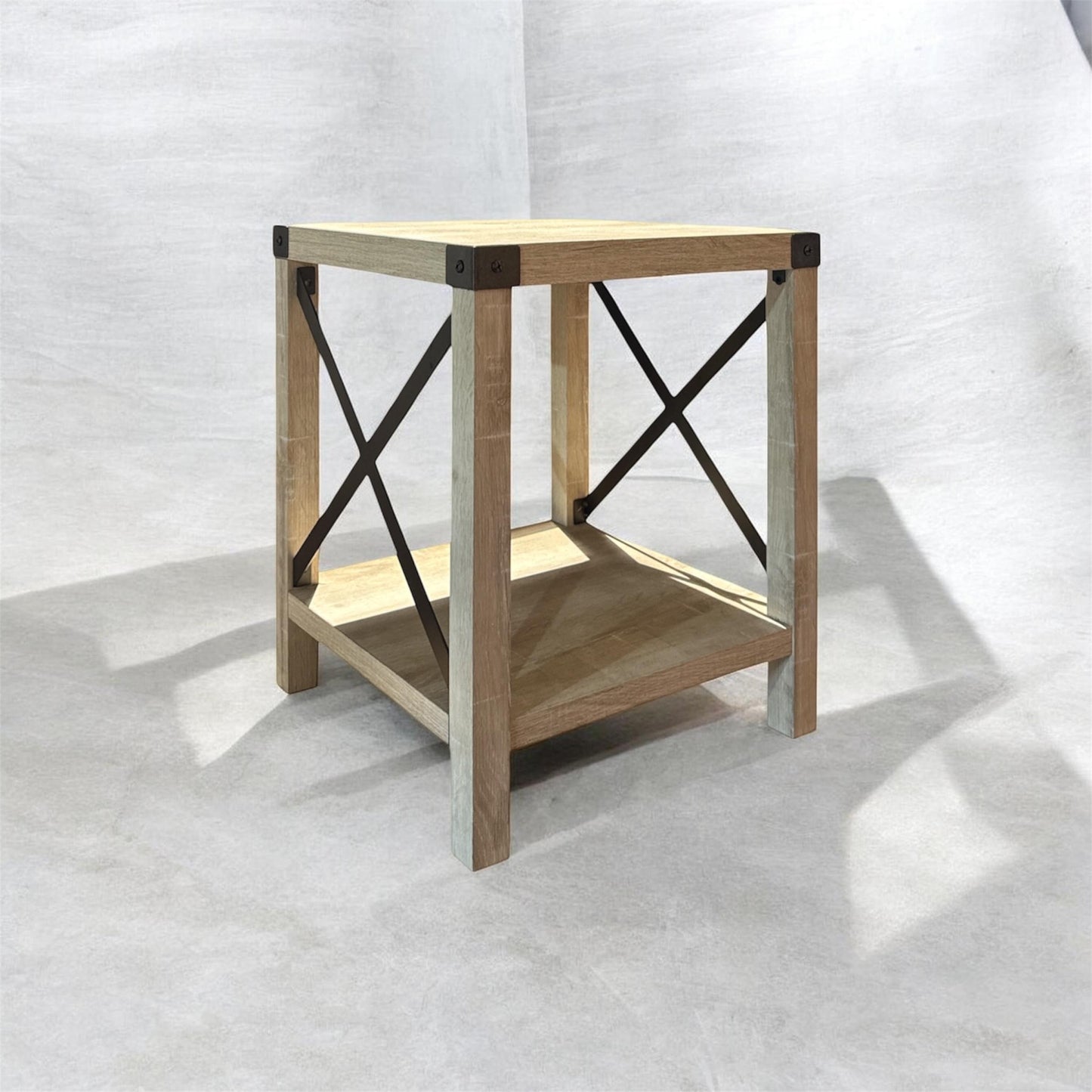 Eden Bridge Designs Walker Edison Sedalia Modern Farmhouse Metal X Side Table, 18 Inch, Stone Grey