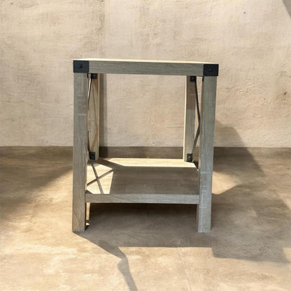 Eden Bridge Designs Walker Edison Sedalia Modern Farmhouse Metal X Side Table, 18 Inch, Stone Grey