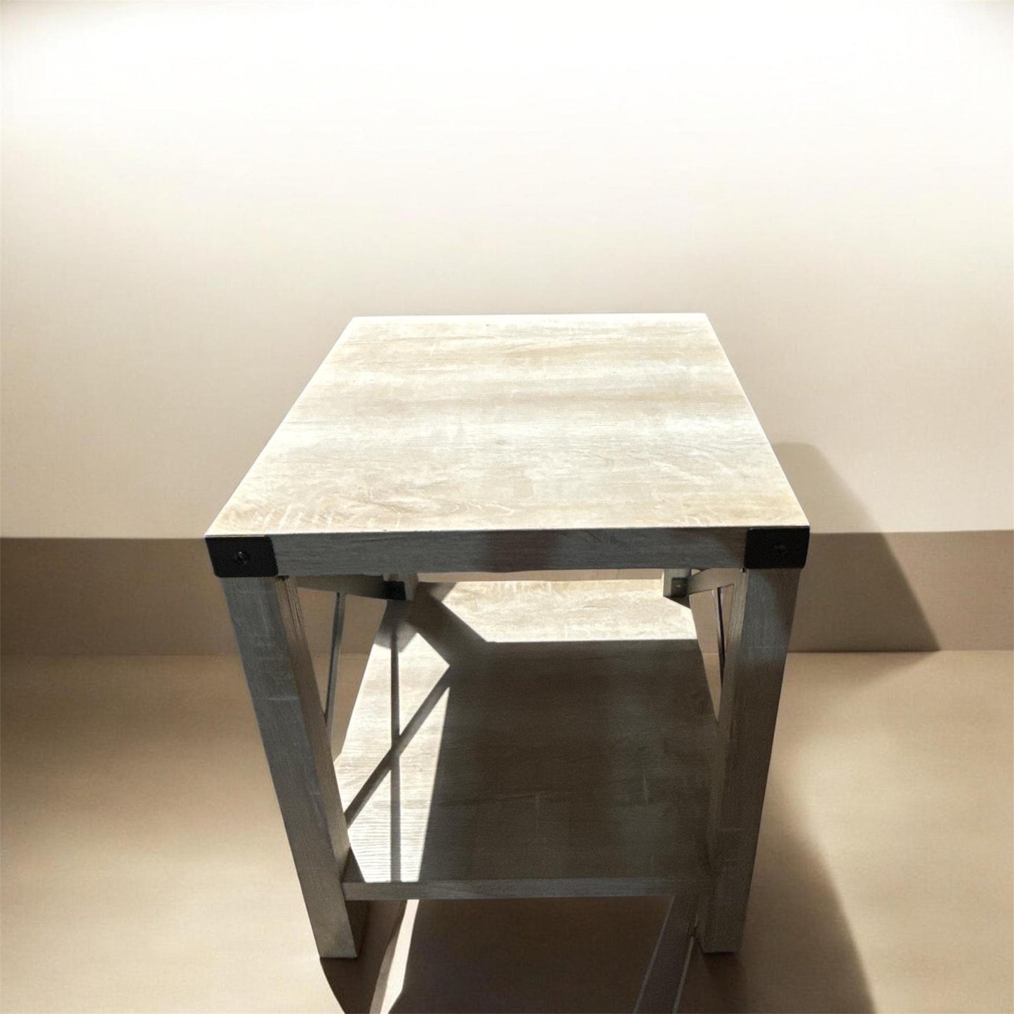 Eden Bridge Designs Walker Edison Sedalia Modern Farmhouse Metal X Side Table, 18 Inch, Stone Grey