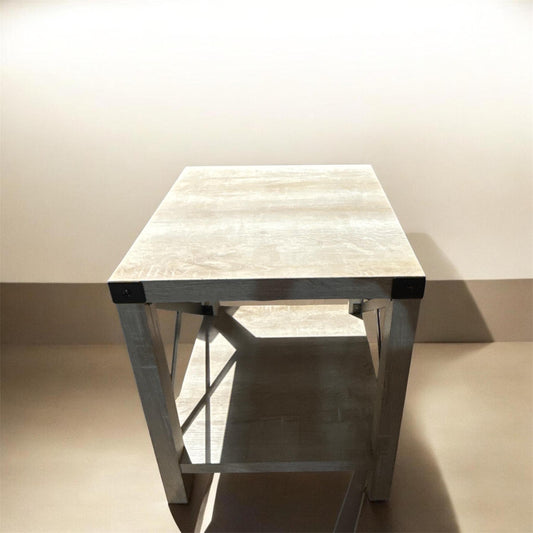 Eden Bridge Designs Walker Edison Sedalia Modern Farmhouse Metal X Side Table, 18 Inch, Stone Grey
