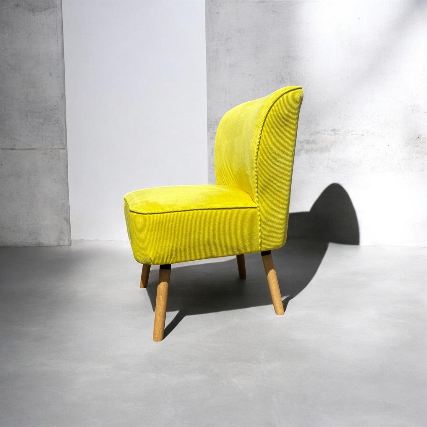 Life Style Mustard Velvet Chair with Walnut Effect Legs