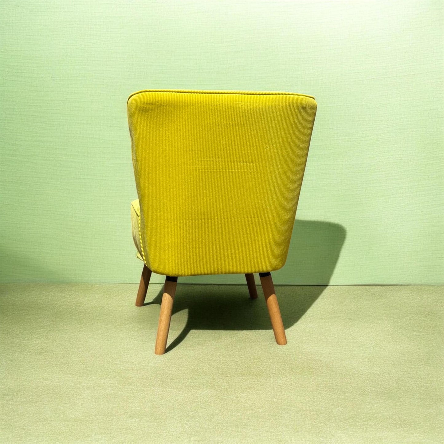 Life Style Mustard Velvet Chair with Walnut Effect Legs