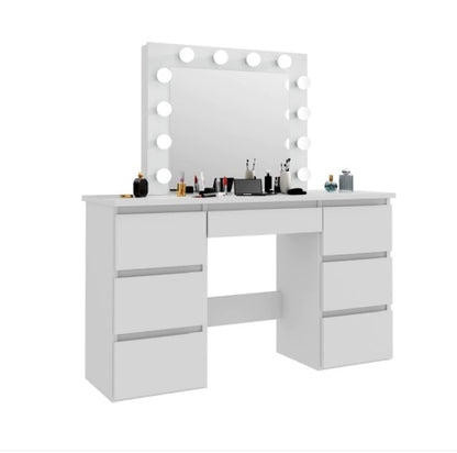 White Vanity Tables With Hollywood Mirror