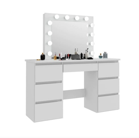 White Vanity Tables With Hollywood Mirror