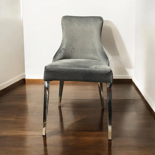 Dolce Grey Velvet Knocker Handle Dining Chair