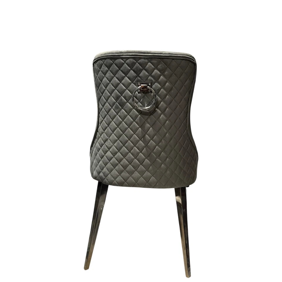 Dolce Grey Velvet Knocker Handle Dining Chair