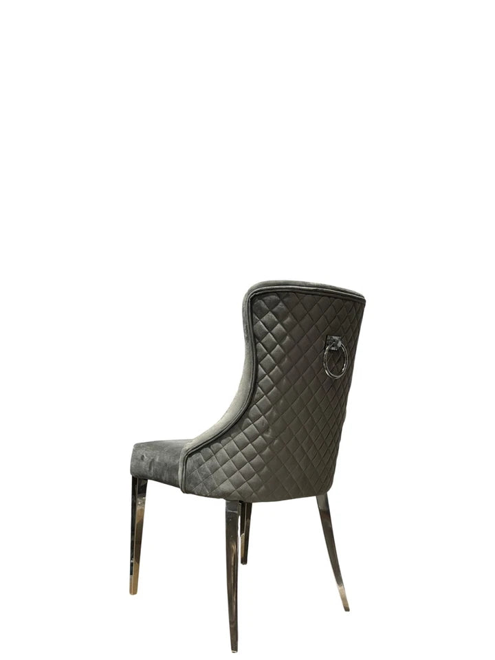Dolce Grey Velvet Knocker Handle Dining Chair
