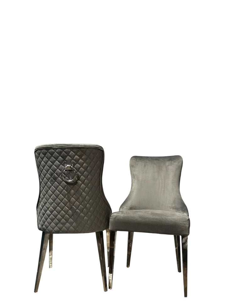 Dolce Grey Velvet Knocker Handle Dining Chair