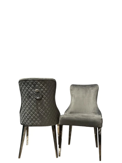 Dolce Grey Velvet Knocker Handle Dining Chair